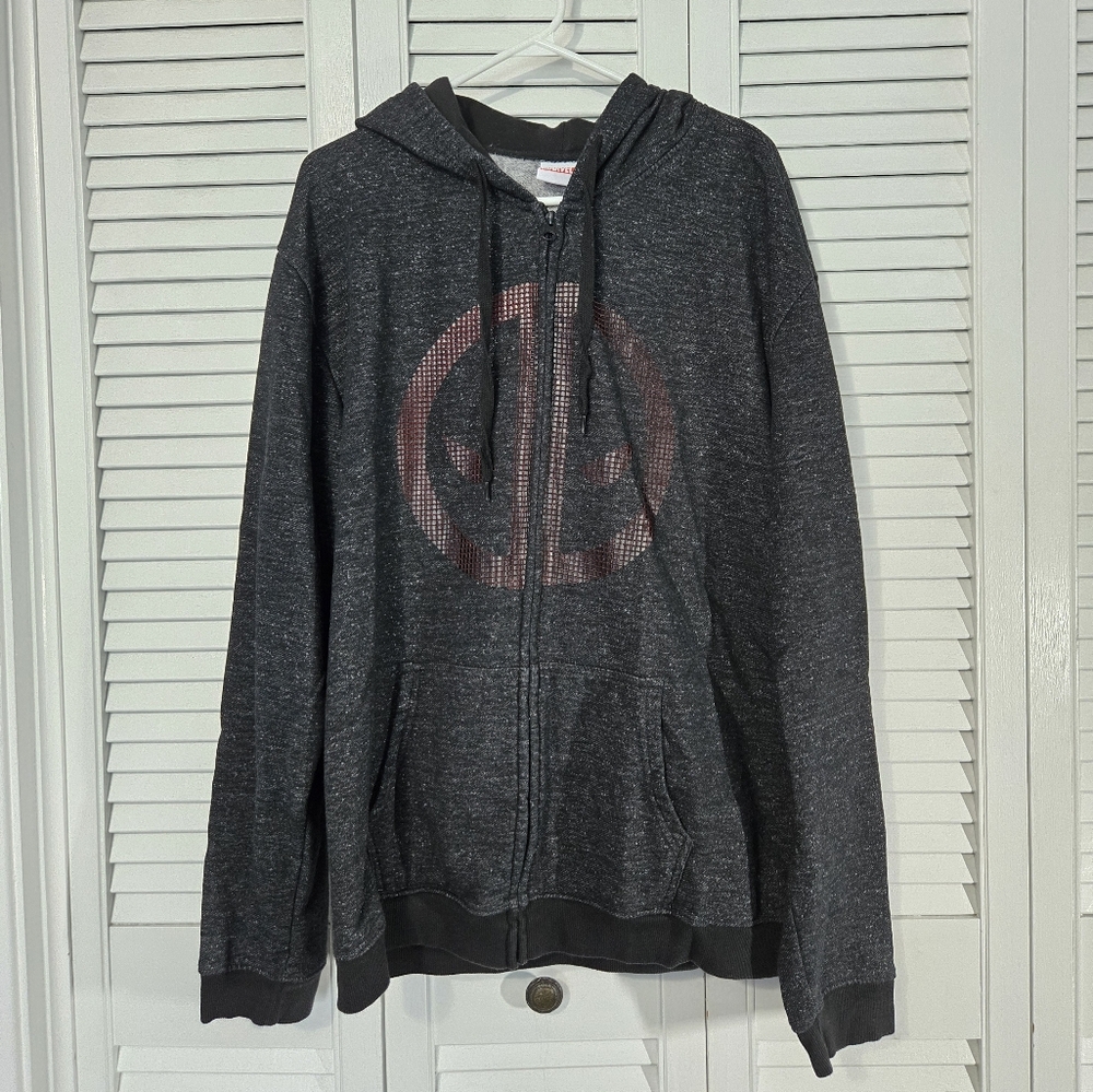 Marvel Gray Hoodie with Textured Red Deadpool Logo